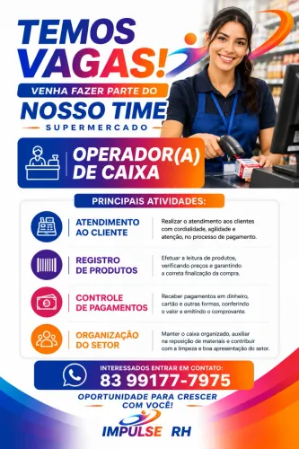 VAGA DE EMPREGO: ATENDENTE DE RESTAURANTE E OPERADOR DE CAIXA?