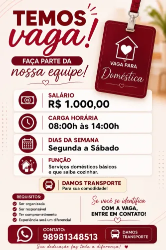 Vaga para Doméstica