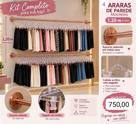 Vendo kit de araras e cabides com pregador