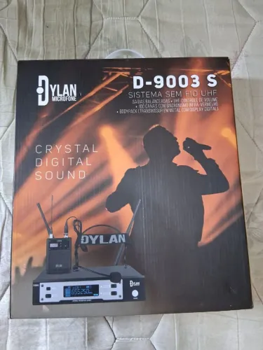 Microfone Dylan UHF 2antenas sem fio 9003 s