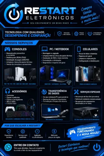 Restart Eletrônicos | Manutenção, Conserto e Venda de Videogames e PCs