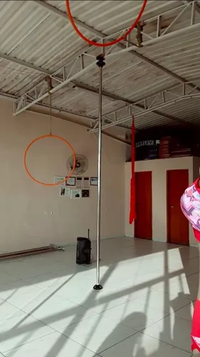 Barra de Pole Dance Fixa e Giratória da Marca Gaia 3,25 Metros Aço Inoxidável Polido