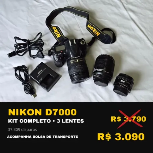 Nikon D7000 + 3 Lentes Nikkor - Kit Completo - 37 mil cliques