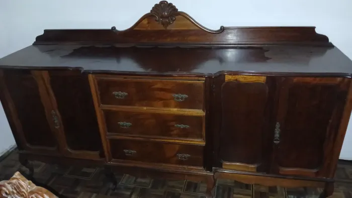 Móveis antigos vintage mesa cristaleira buffet