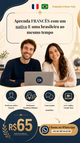 Aulas de Francês em Dupla ? Nativo Francês + Professora Brasileira
