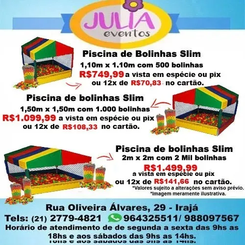 Piscina de Bolinhas a partir R$749,99 a vista em espécie. 