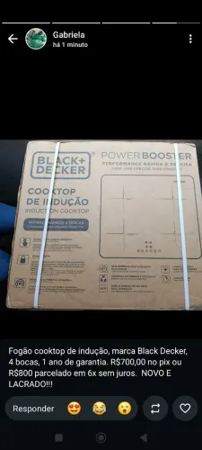 Fogão Cooktop de indução Black+Decker 4Bocas Power booster