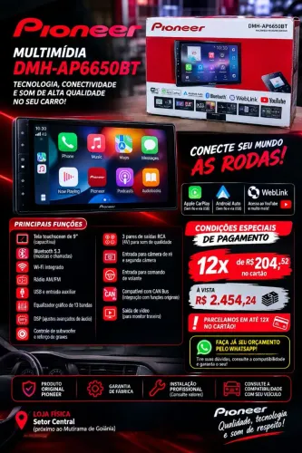 ? MULTIMÍDIA PIONEER DMH-AP6650BT ? TECNOLOGIA E QUALIDADE PREMIUM! ?