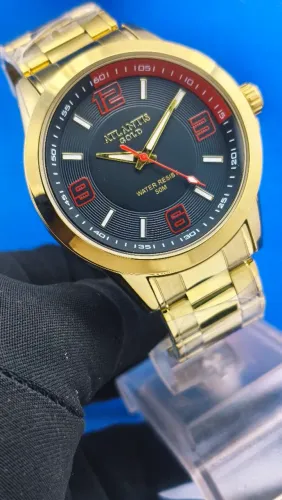 Relógio masculino novo original prova d'água dourado banhado a ouro de 199 por apenas 100