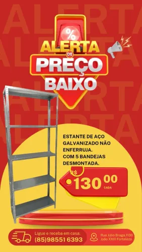 PRATELEIRAS DE AÇO GALVANIZADO, TEMOS PRONTA ENTREGA