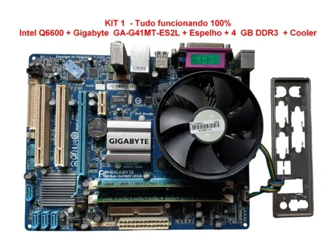 KIT 1 - Intel Q6600 + Gigabyte  GA-G41MT-ES2L + 4  GB DDR3  + Cooler - Funcionando