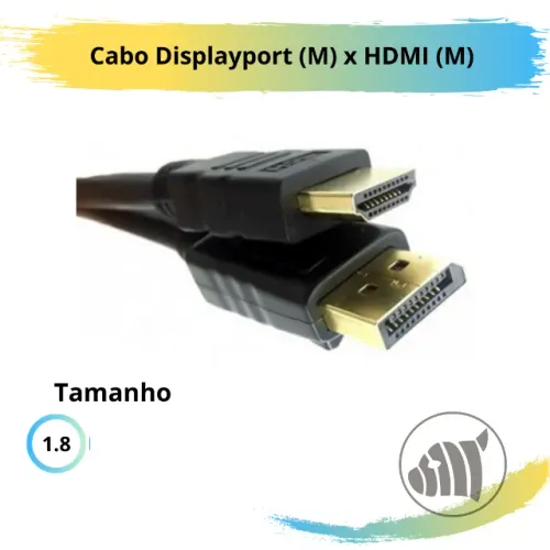 Cabo Adaptador Displayport Para Hdmi 1,8 Metros, Novo, Lacrado