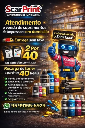 Suprimentos vendas e recargas de impressoras em domicílio 