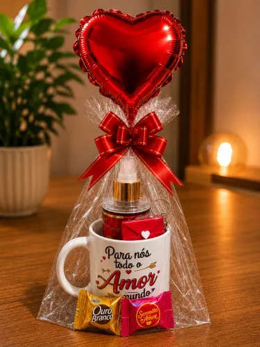 Kit caneca personalizada body splash e chaveiro