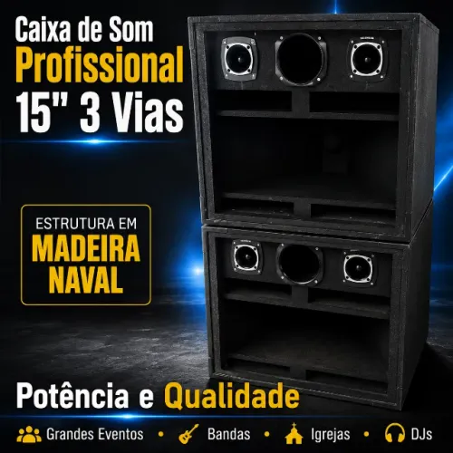 CAIXA DE SOM PROFISSIONAL 15? 3 VIAS ? POTÊNCIA E QUALIDADE