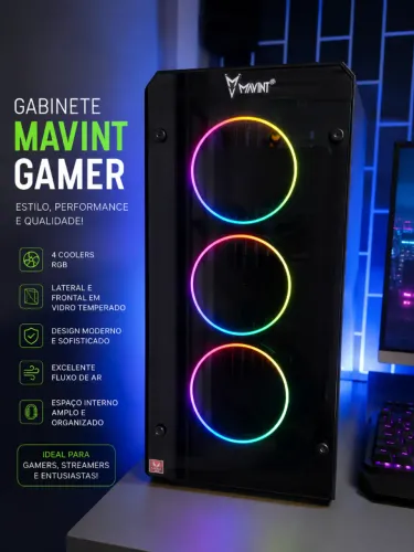 Gabinete Gamer Mavinte com led rgb