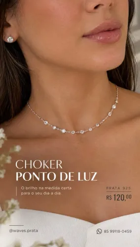 Chocker Ponto de Luz Prata 925