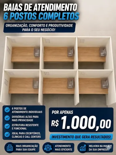 Baias com 6 postos de atendimento 