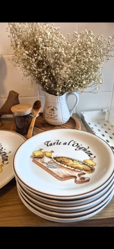Conjunto Vintage para Torta + 6 pratos sobremesa