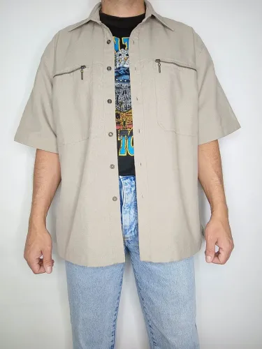 Camisa Bege Linda Grossinha Parece Jaqueta Tamanho M G