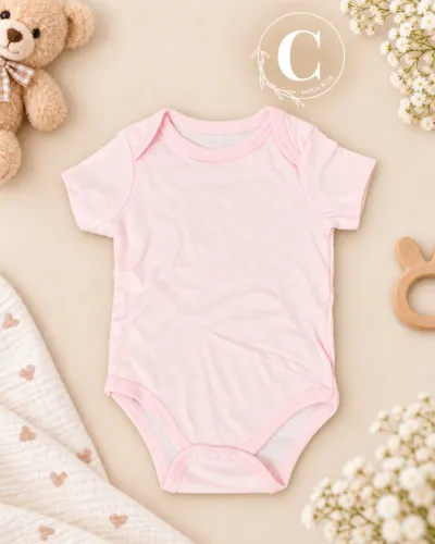 Body Infantil Menina Liso Rosa Claro 3 meses