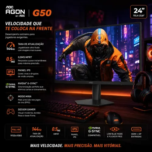Monitor Gamer Aoc Agon G50 24" 144hz 0,5ms