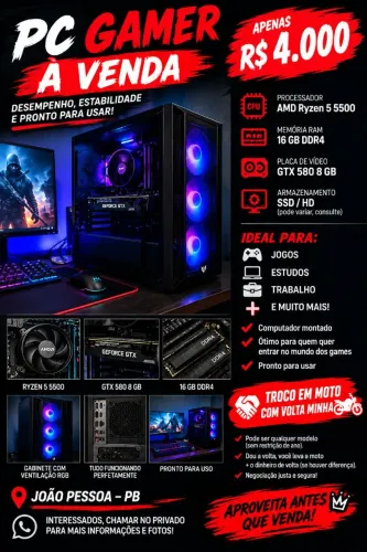 Pc gamer troco em moto
