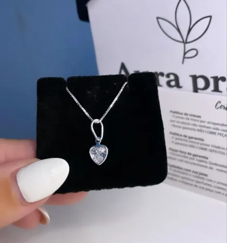 Colar coração prata 925 legítima