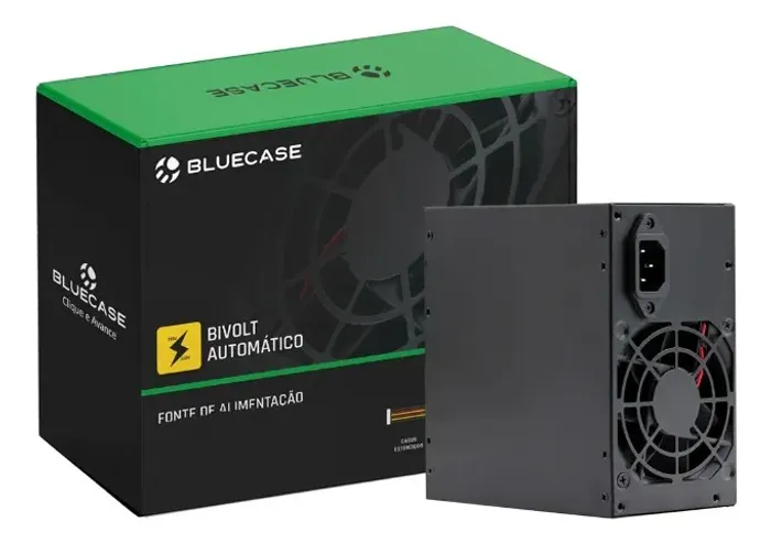 Fonte 500w Real 80 Plus Bronze Bivolt BLUCASE - novo, pronta entrega
