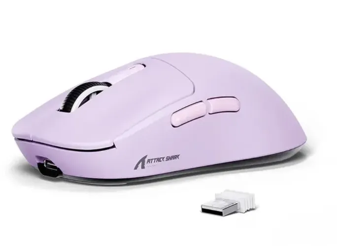 Mouse gamer X3 Attack Shark sem fio - Lilás (Novos + garantia)