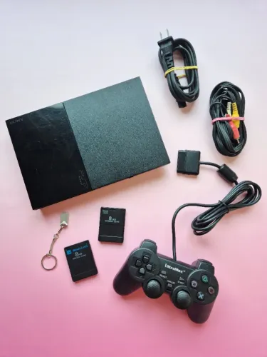 Console Sony (PS2) PlayStation 2 Slim Lotado de Jogos + Controle