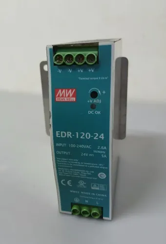 Fonte Chaveada Mean Well EDR-120-24 (24V / 5A / 120W) - Trilho DIN / Suporte