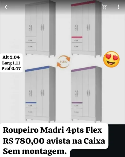 Roupeiro Madri 4pts Flex Novos na caixa