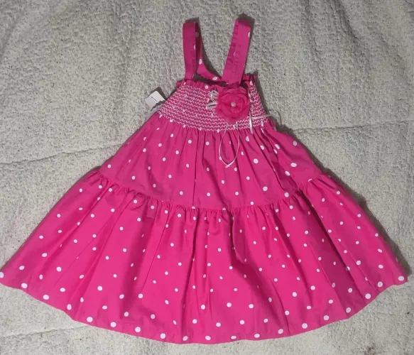 Vestido infantil Jam Mab rosa de poá (bolinhas), novinho e com etiqueta! Tamanho 4.