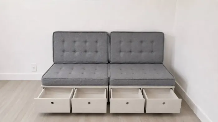 Sofá Modular Futon 3 Lugares Sob Medida com Gavetas e Rodízio | 180 cm | PERFEITO ESTADO