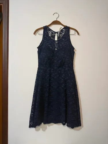 Vestido de Festa Azul Marinho (Glitter) - Usado