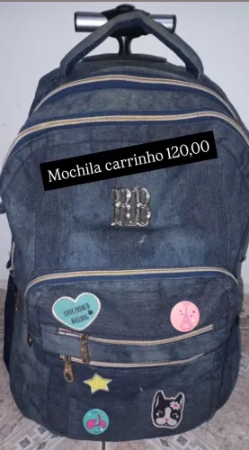 Mochila de rodinha escolar azul