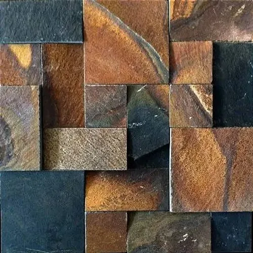 Mosaico de Pedra Ferro Basalto 3D Revestimento Natural Ferruginoso Promoção