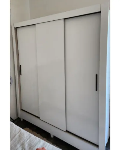 Guarda-Roupa Casal 3 Portas de Correr | 2 Gavetas | Branco | Excelente Estado