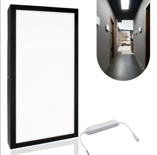 Kit 2 Paineis Plafon Sobrepor Led 40w 30x60 Preto Luz Branco Frio Bivolt 110v/220v 