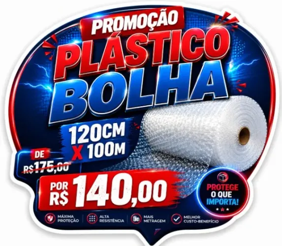Bobina de Plástico Bolha 120cm x 100 Metros