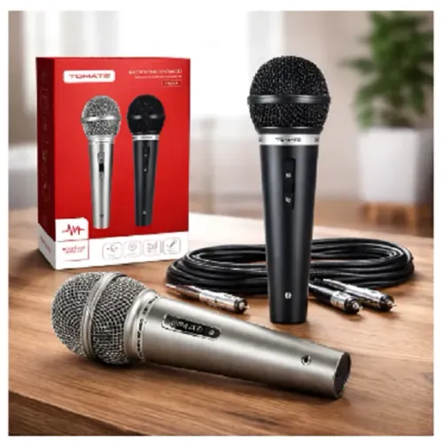 kIT 2 Microfones Tomate Mt-1028 Dinâmico P10 Cor Preto/cinza. Novo, sem uso e na caixa.