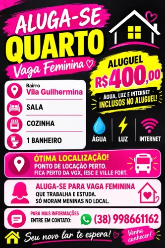 VAGA FEMININA, ENTRADA IMEDIATA