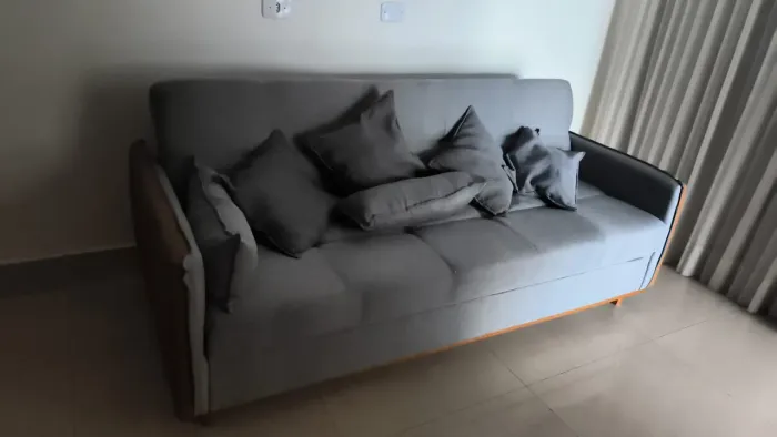 Sofá cama ninho com couro *