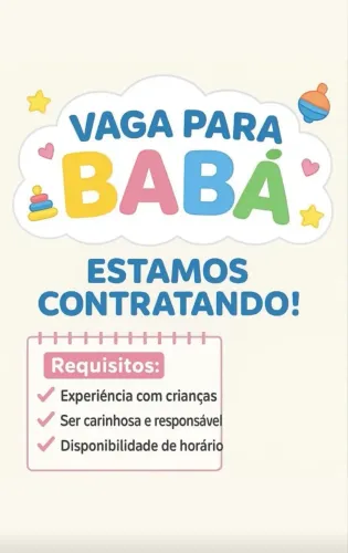 Vaga para babá - turno matutino 