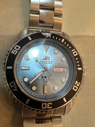 Orient Automático ? Mostrador Azul e Pulseira de Aço