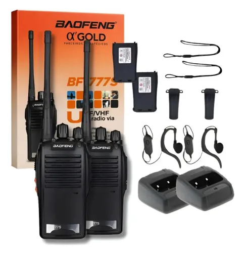 Kit Par 2 Radio Baofeng 777s Walk Talk Comunicador 16 Canais