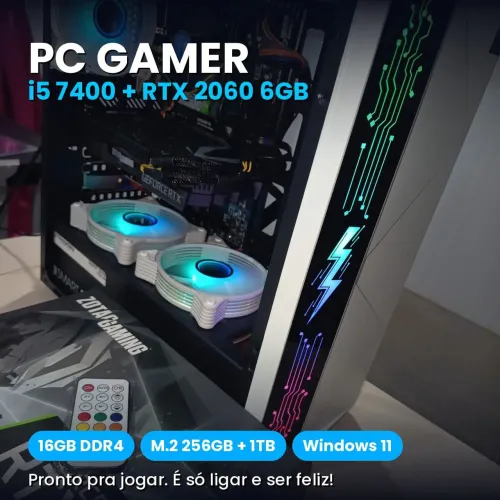 PC Gamer i5 7400 + RTX 2060 6GB, 16GB, SSD M.2 + 1TB, Win 11