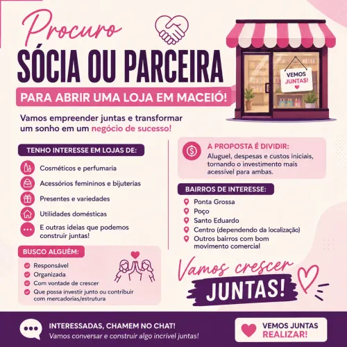 Procuro Sócia para Abrir Loja em Maceió