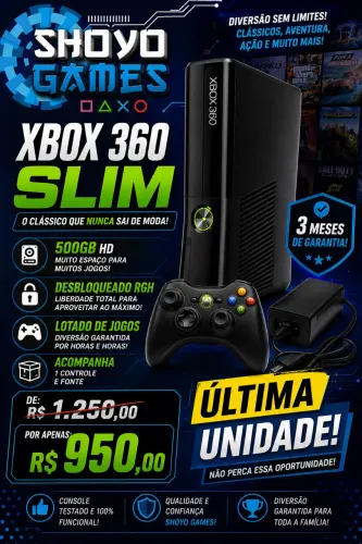 Xbox 360 Slim HD 500 gigas lotado de jogos